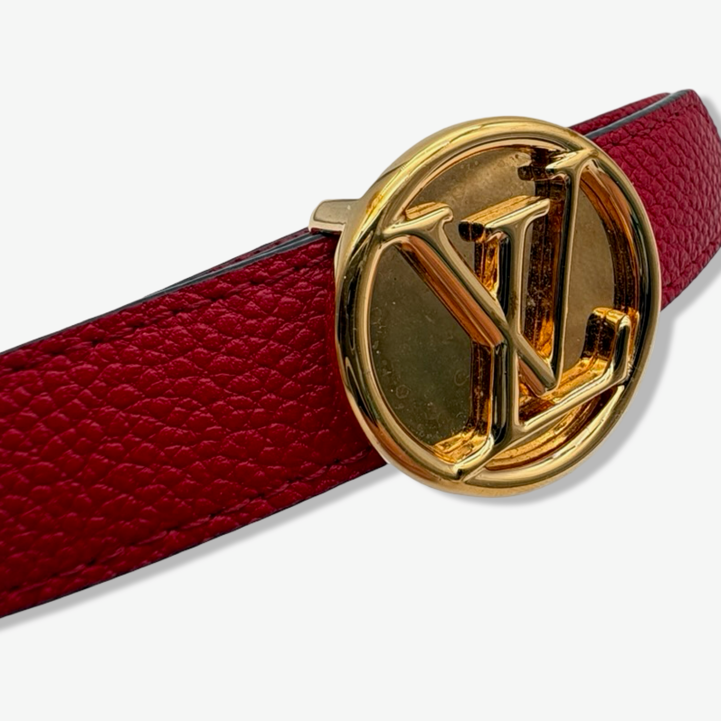 Pre-Owned Louis Vuitton Monogram Canvas and Red Reversible Leather Belt - Size 80 - LV2009