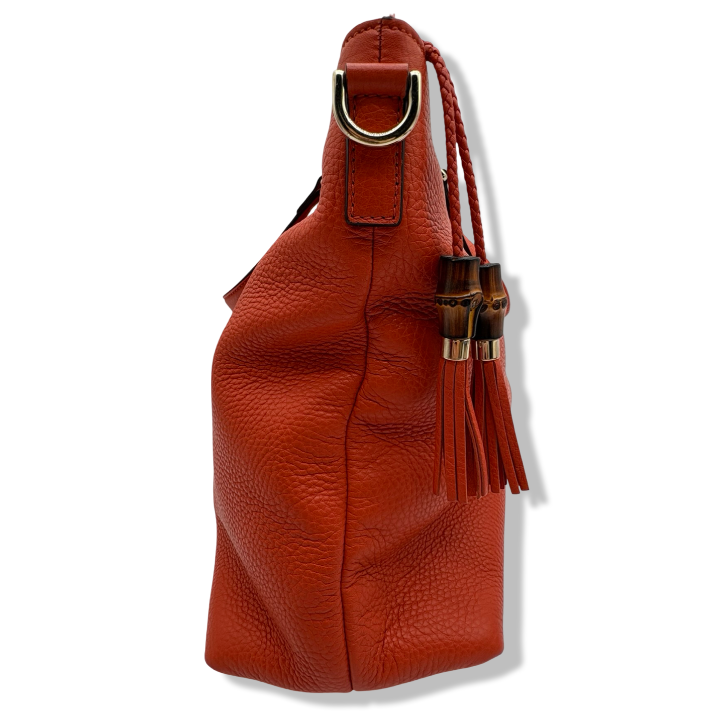 Pre-Owned Gucci Pebbled Leather Bamboo Tassel Tote  - G1189