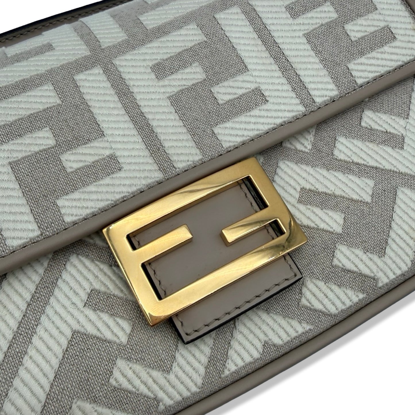 Pre-Owned Fendi Canvas Vitello King FF Embroidered Baguette - FEN1032