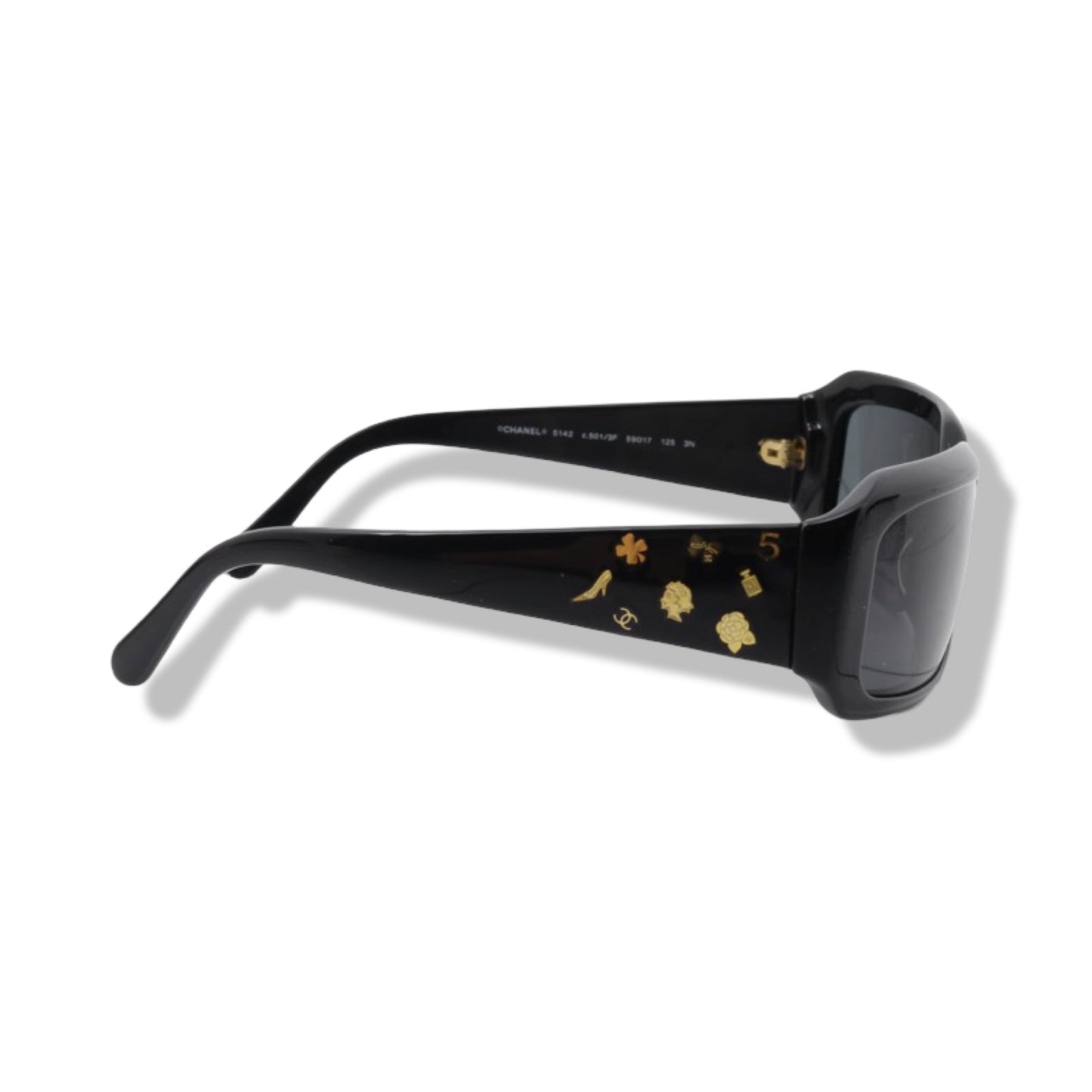 Pre-Owned Chanel Black Frame with Gold Inlay Sunglasses - CH1008