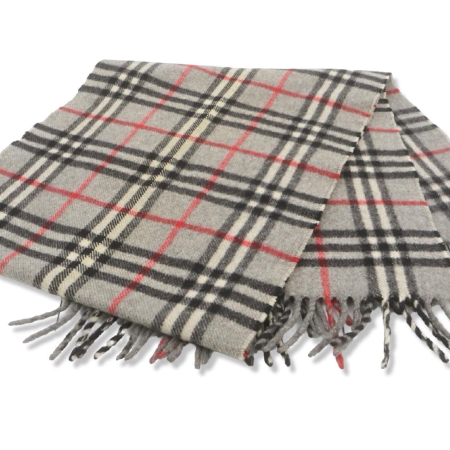 Pre-Owned Burberry Grey Check Cashmere Scarf - BB1050