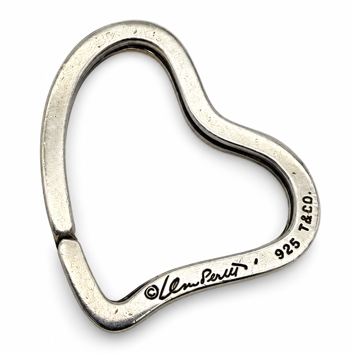 Pre-Owned Tiffany & Co Sterling Silver Open Heart Shaped Key Ring - TIF1070