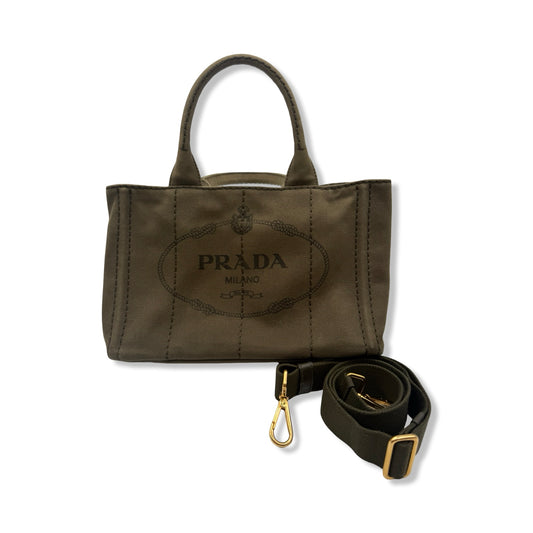 Pre-Owned Prada Canvas Canapa Tote Bag - Army Green - P1043