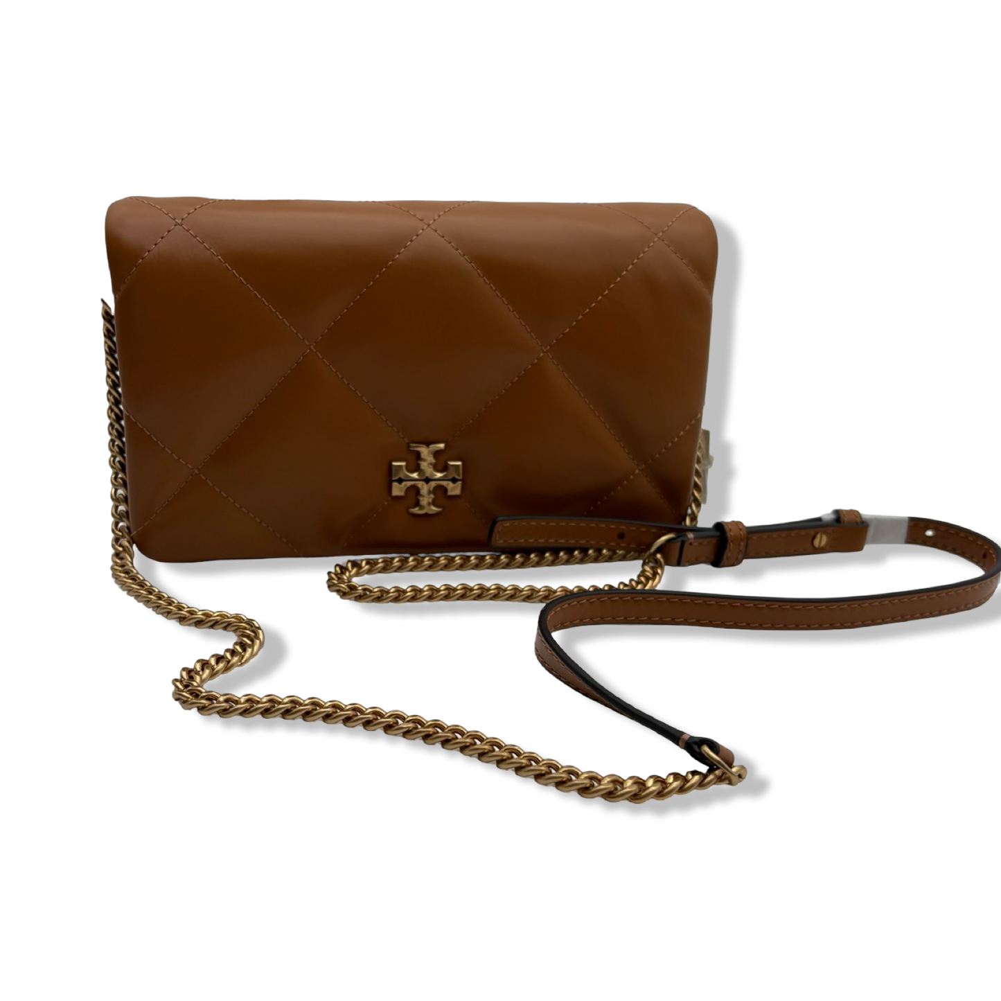 Pre-Owned Tory Burch Women's Kira Diamond Quilt Chain Wallet Handbag Tan - B0DFHPLCRS