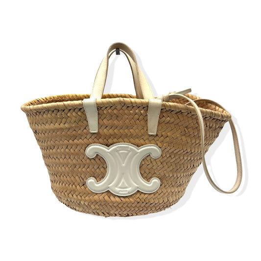 Pre-Owned Celine Triomphe Classic Panier in Raffia and Calfskin - CELINE1024