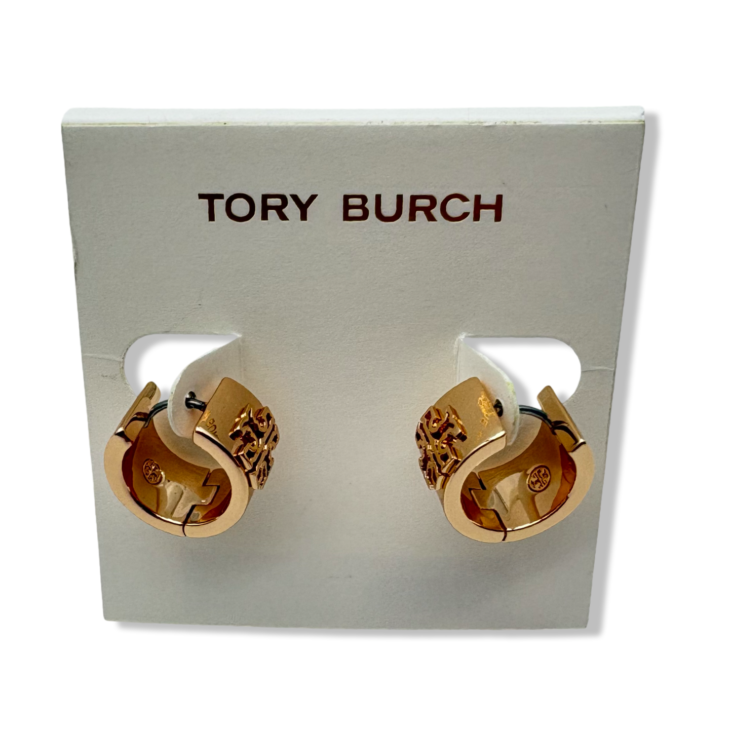 Pre-Owned Tory Burch Britten Huggie 134832 Tory Gold 720, Small & Wide Hoop with Double T Logo - B0D8K1S6VQ