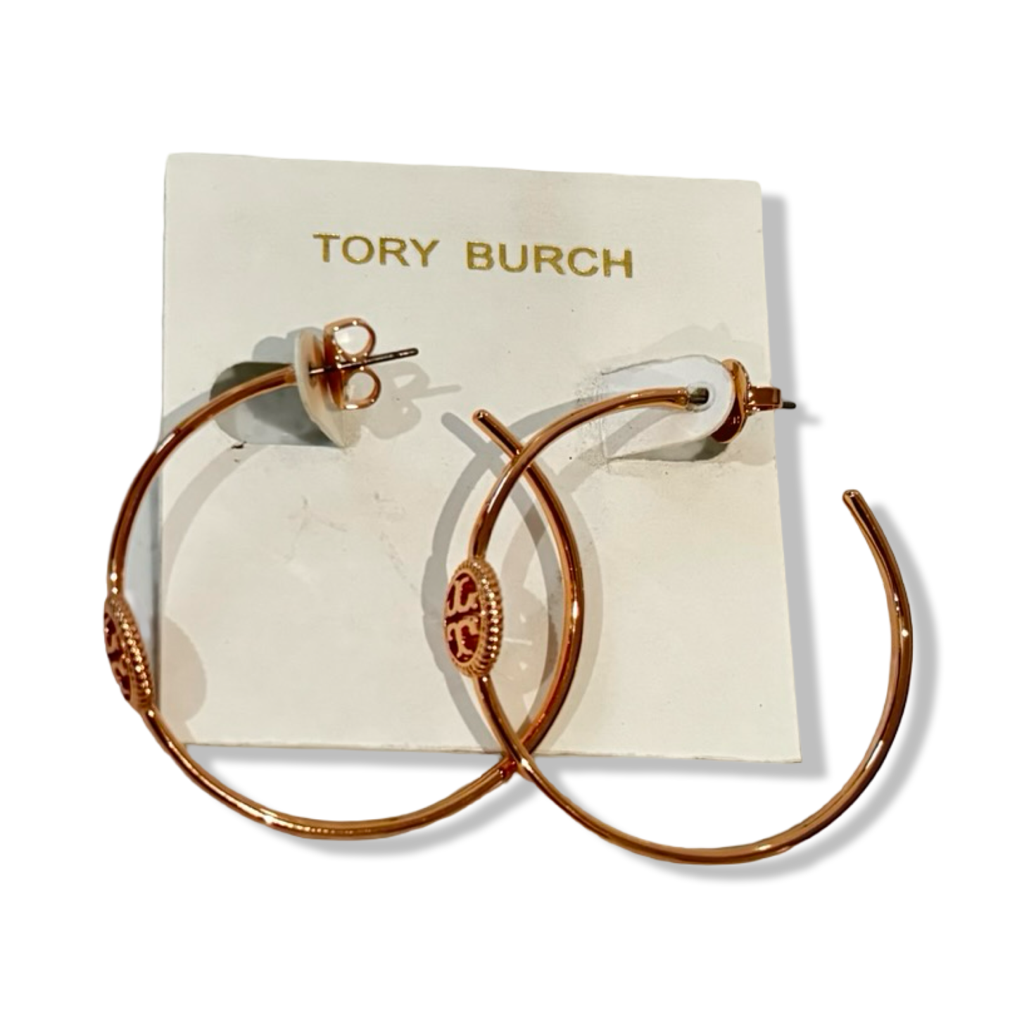 Pre-Owned Tory Burch Women's Rope Logo Hoop Earrings (Rose Gold) - B0CNS54LGP