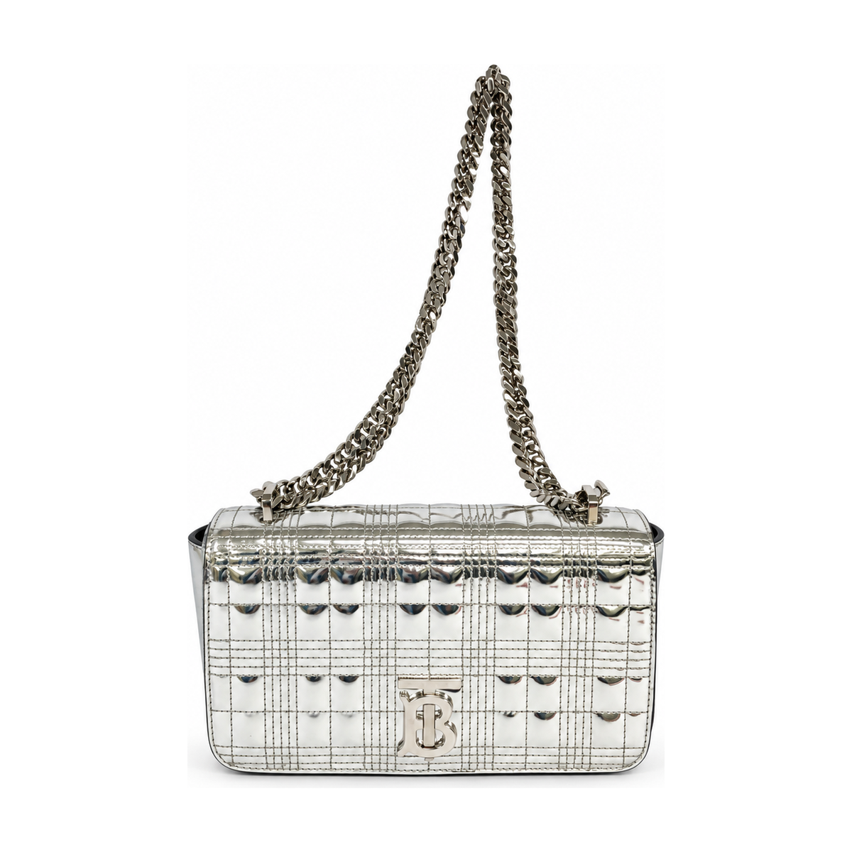 Pre-Owned Burberry Silver Enamel Shoulder Bag - BB1072