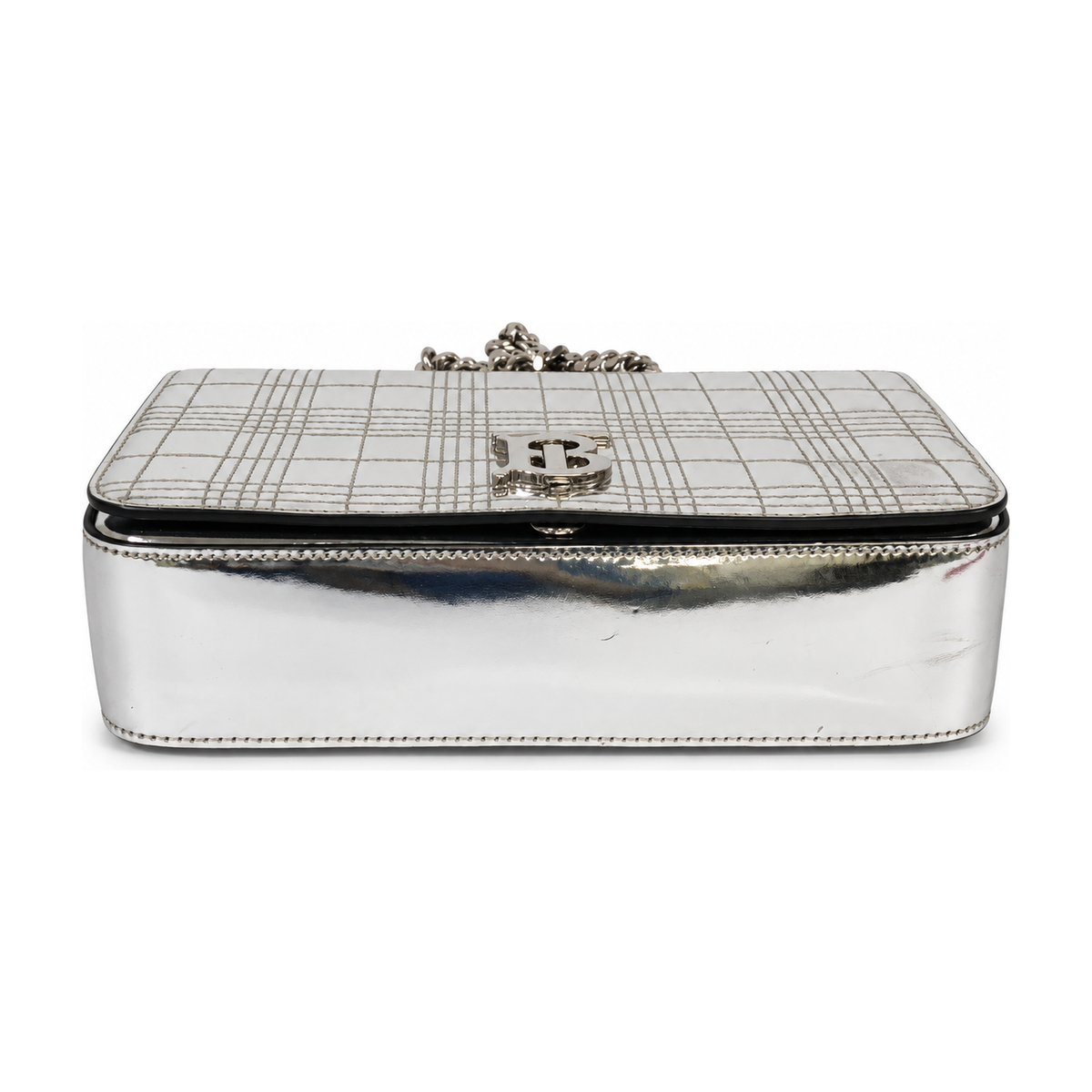 Pre-Owned Burberry Silver Enamel Shoulder Bag - BB1072