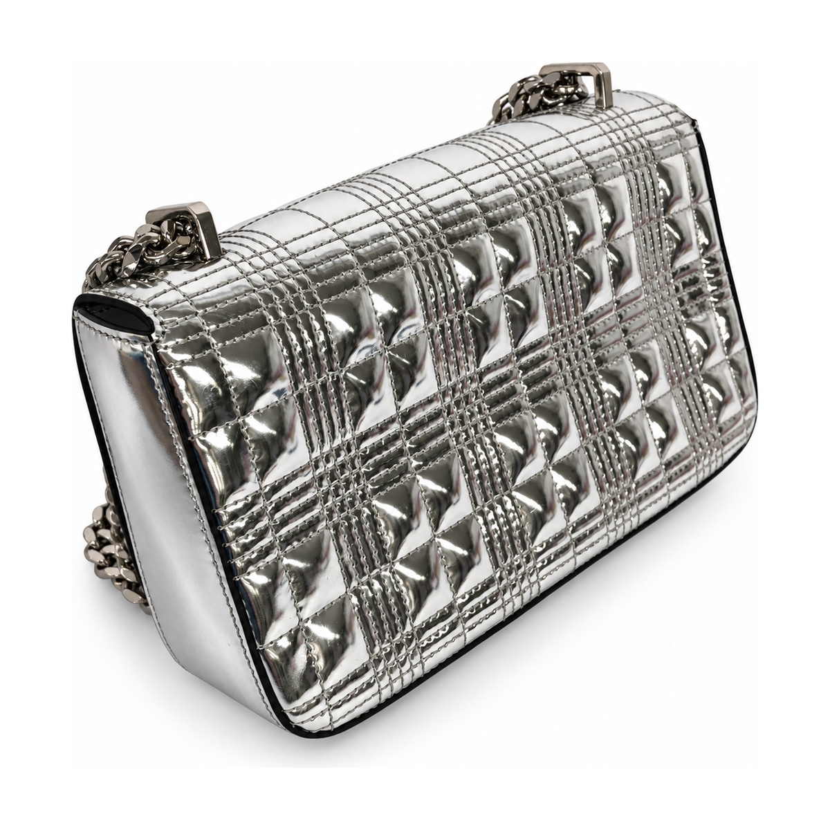 Pre-Owned Burberry Silver Enamel Shoulder Bag - BB1072