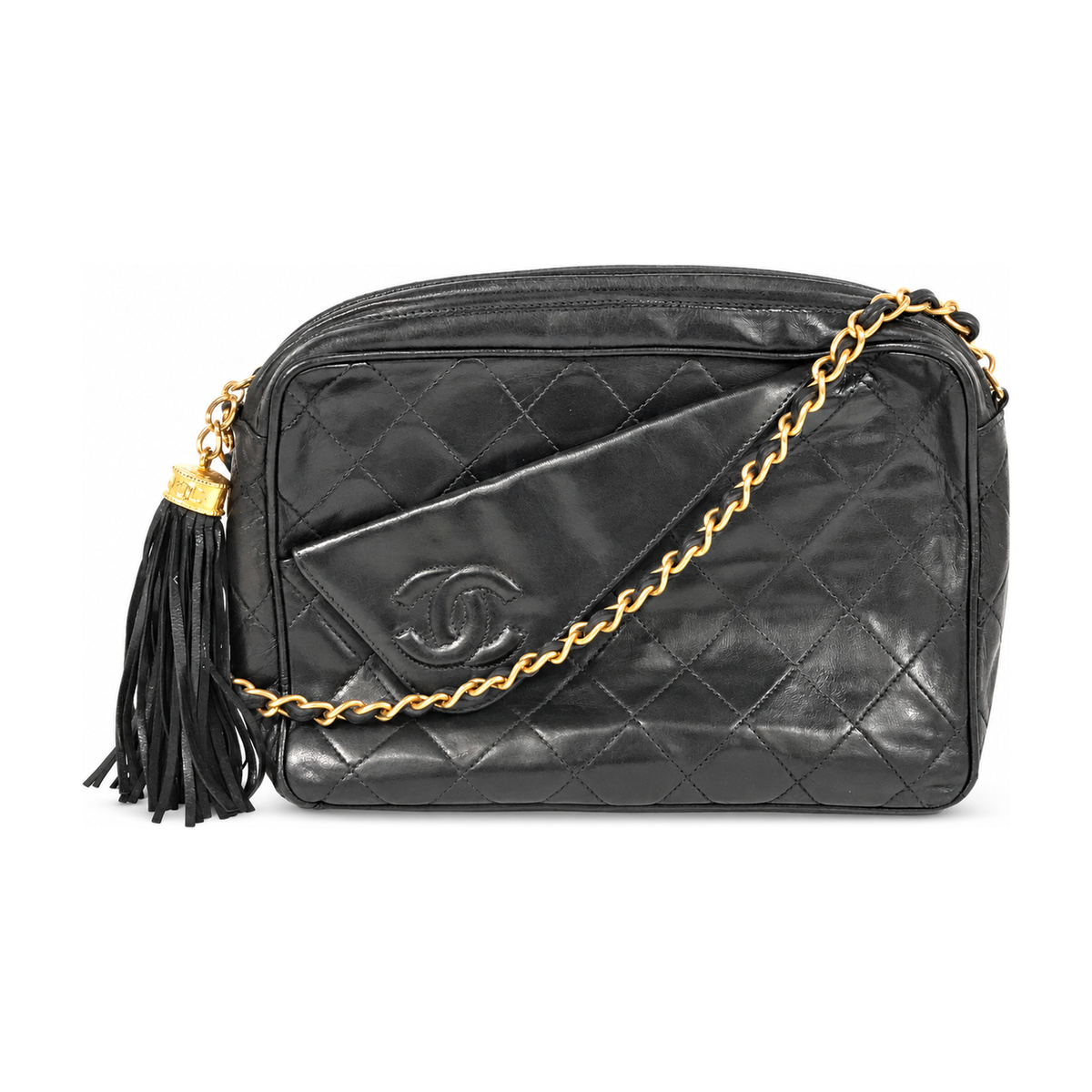 Pre-Owned Vintage Chanel Black Matelasse Chain Shoulder Bag - CH1066