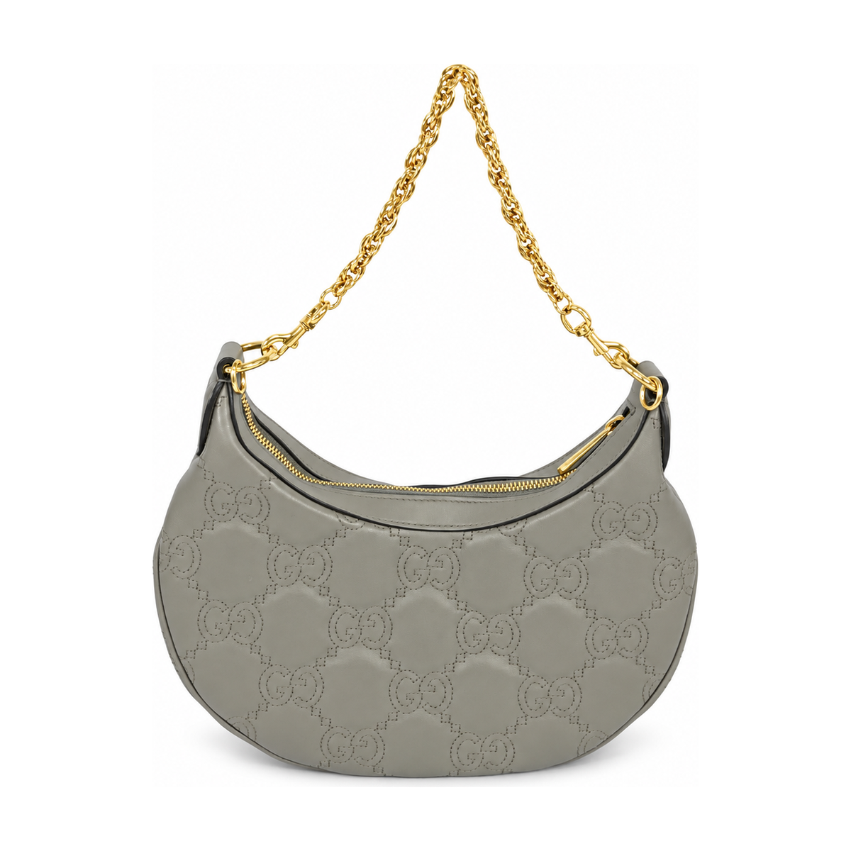 Pre-Owned Gucci Gray GG Matelasse Half Moon Hobo Small - G1216