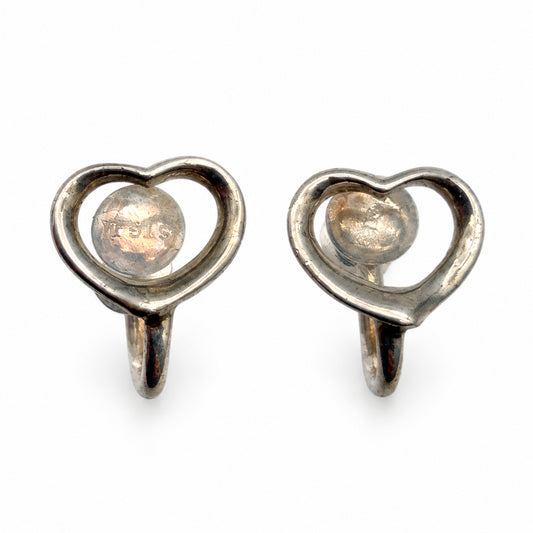 Pre-Owned Tiffany & Co. Sterling Silver Open Heart Clip-On Earrings - TIF1062