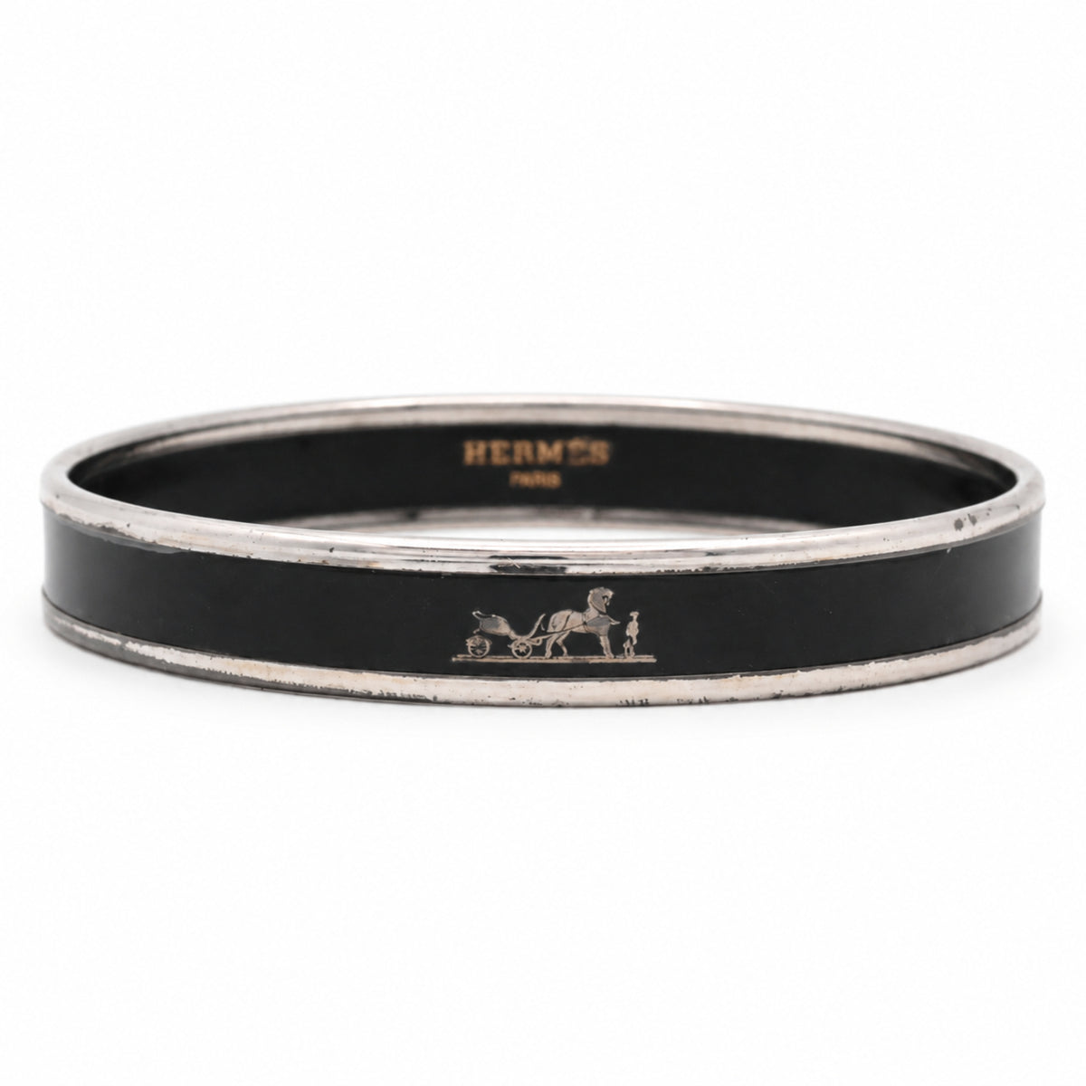 Pre-Owned Hermes Enamel Fan Carriage Bangle - Small - HER1027