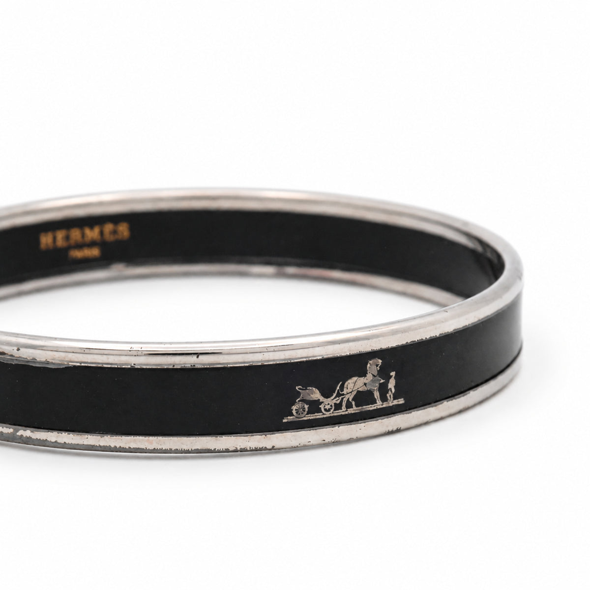 Pre-Owned Hermes Enamel Fan Carriage Bangle - Small - HER1027