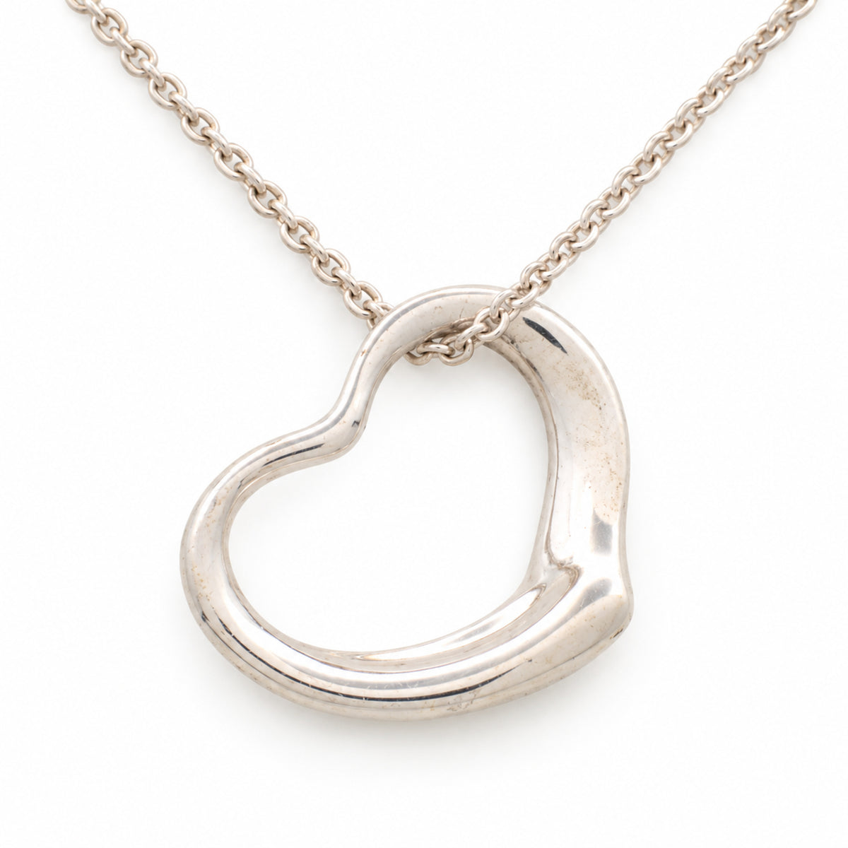Pre-Owned Tiffany & Co. Sterling Silver Open Heart Necklace - TIF1075