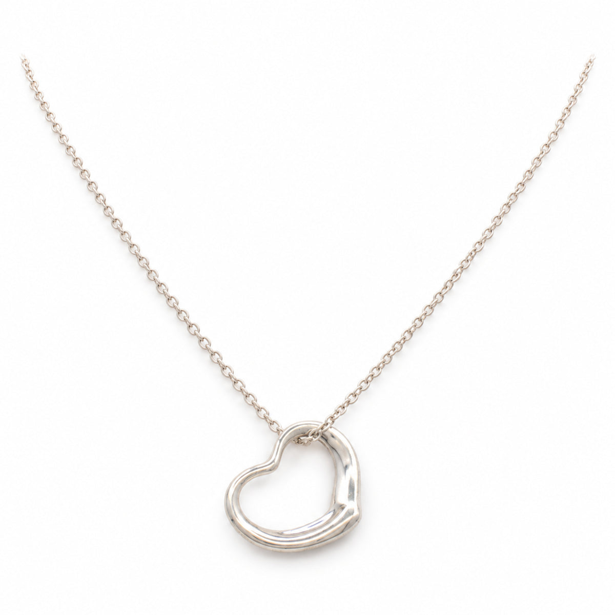 Pre-Owned Tiffany & Co. Sterling Silver Open Heart Necklace - TIF1075