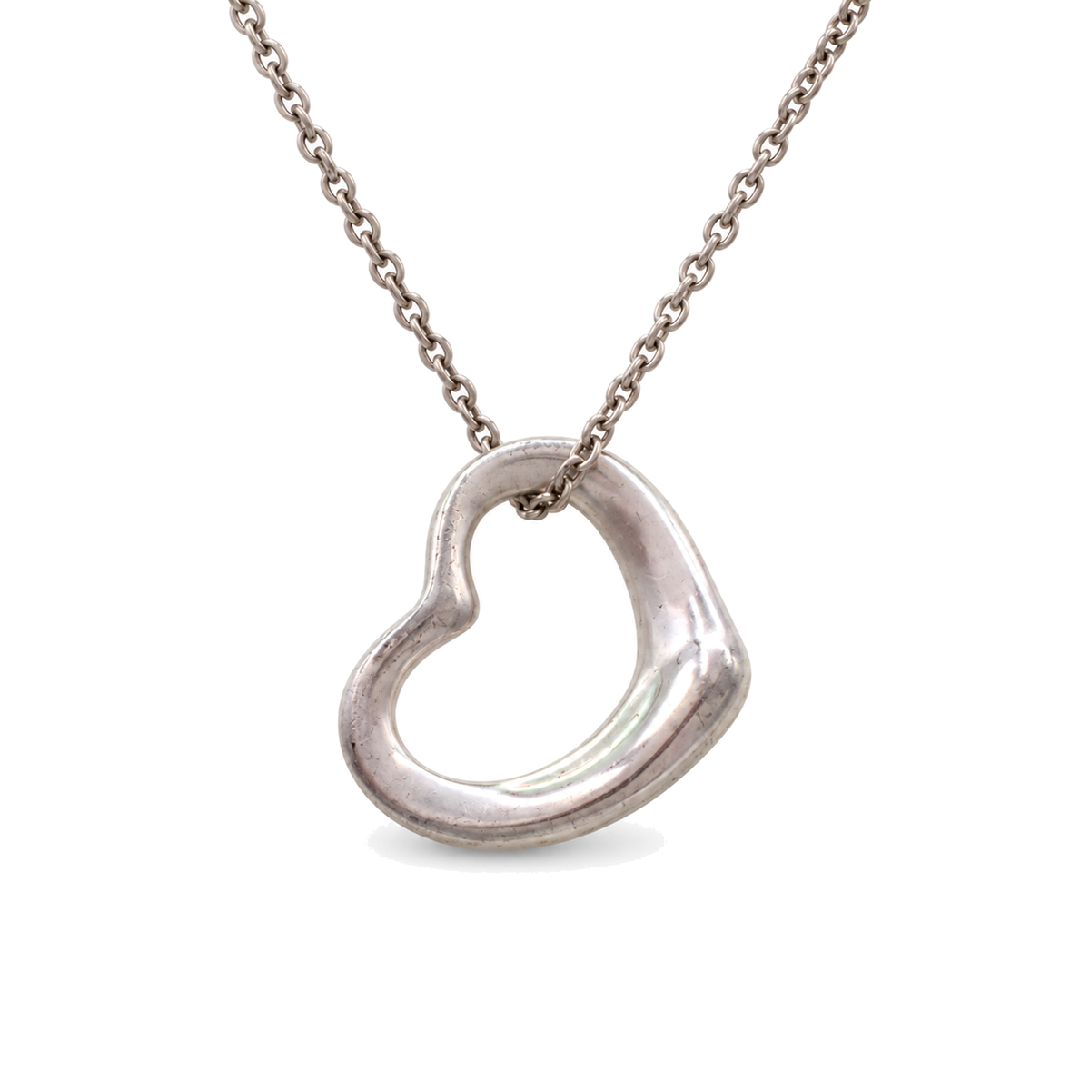Pre-Owned Tiffany & Co. Sterling Silver Open Heart Necklace - TIF1064