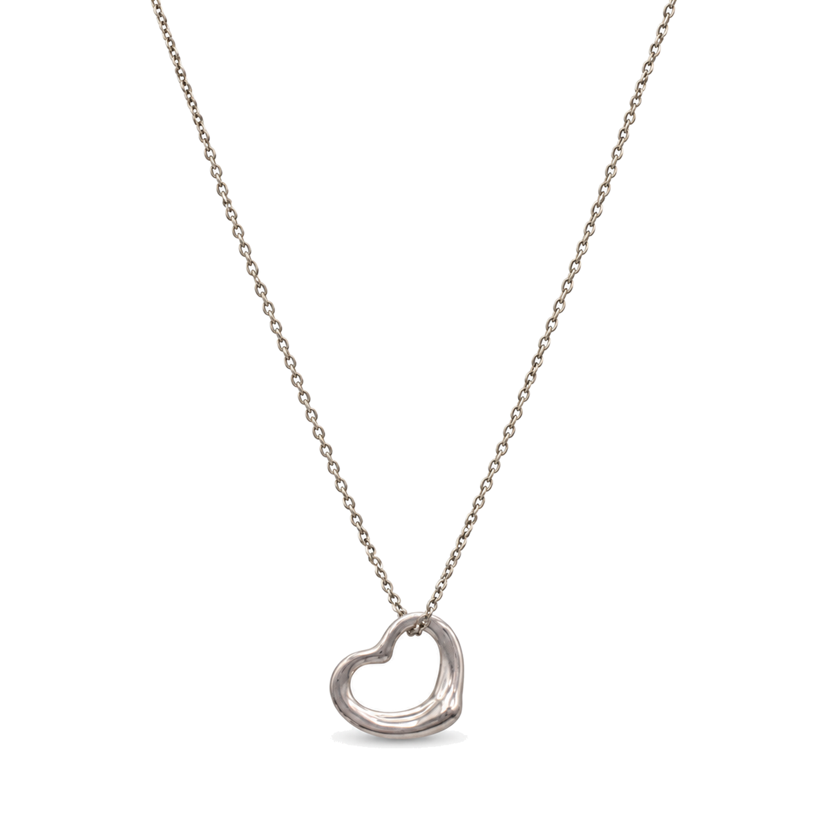 Pre-Owned Tiffany & Co. Sterling Silver Open Heart Necklace - TIF1064